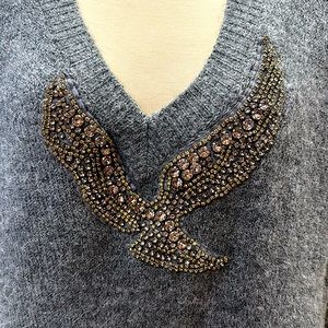 Zara Grey Embellished Long Sleeved sweater